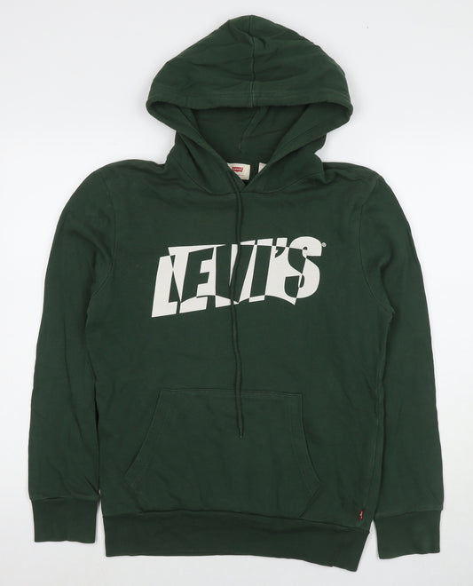 Levi's Mens Green Cotton Pullover Hoodie Size S - Logo