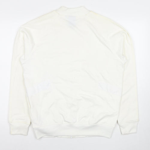 adidas Mens White Cotton Full Zip Sweatshirt Size L