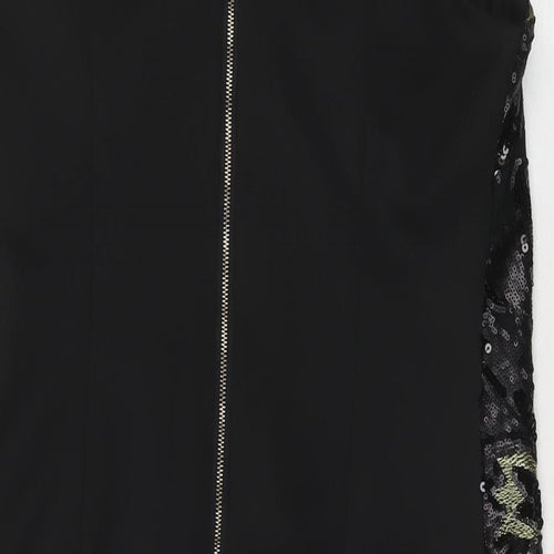 KOKO Womens Black Polyester A-Line Size 16 V-Neck Zip - Sequin Detail