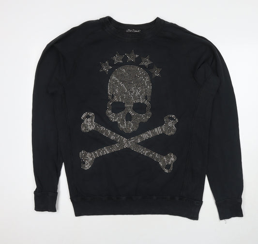 Bad Spirit Womens Black Cotton Pullover Sweatshirt Size L Pullover - Embellishment Detail Skull