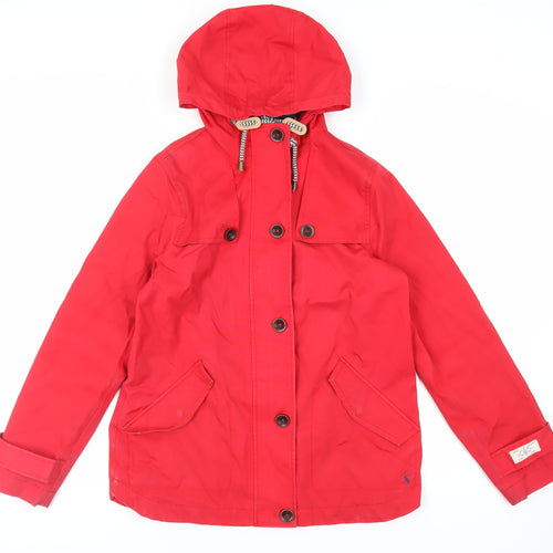 Joules Womens Red Jacket Size 10 Zip - Hooded