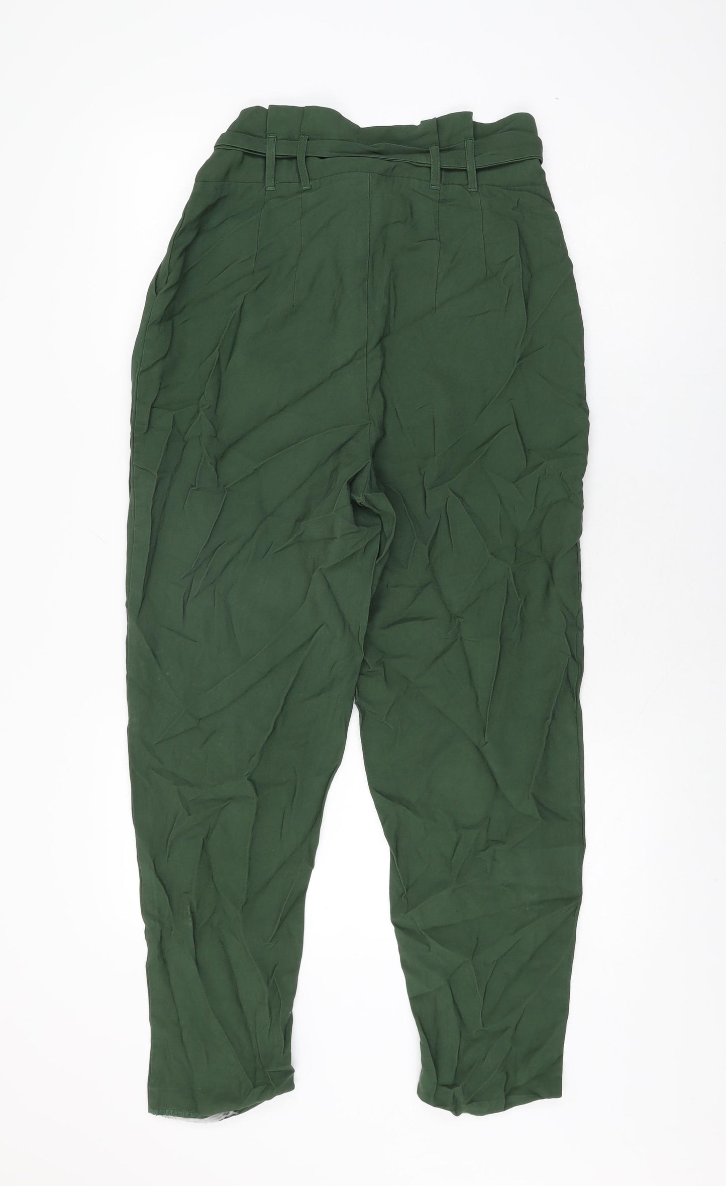 Very Womens Green Viscose Trousers Size 14 L27 in Regular Button