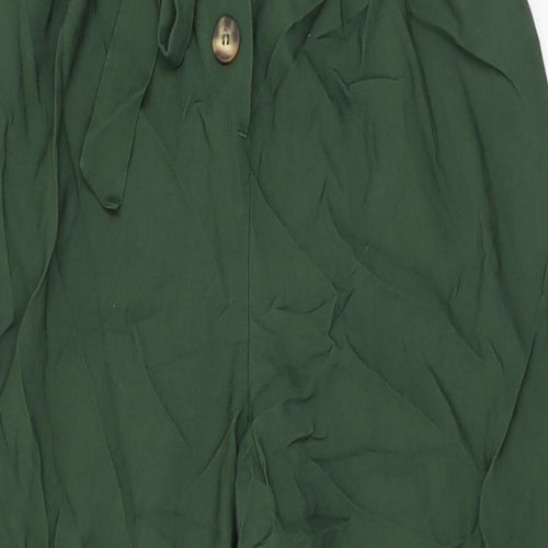 Very Womens Green Viscose Trousers Size 14 L27 in Regular Button