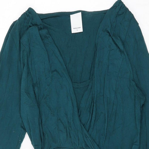 Mamalicious Womens Green Viscose Shift Size S V-Neck Pullover