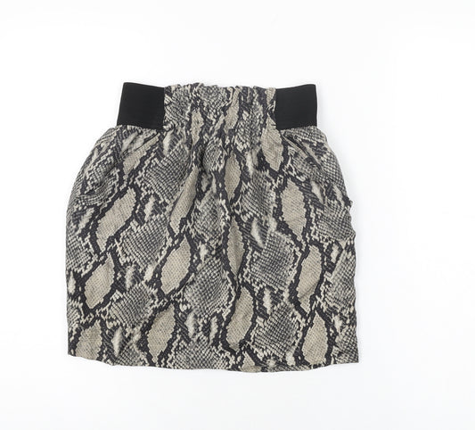 Zara Womens Grey Animal Print Polyester Mini Skirt Size XS