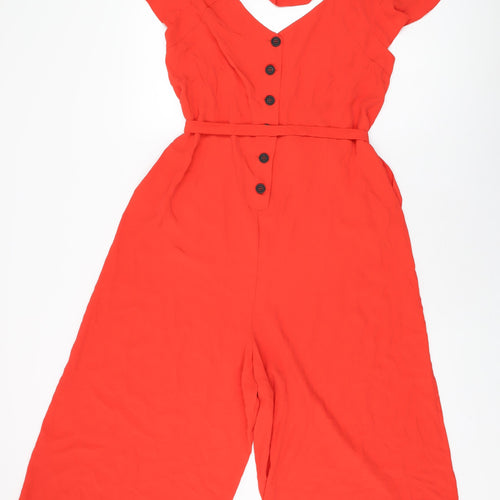 ASOS Womens Red Polyester Jumpsuit One-Piece Size 12 L19 in Button