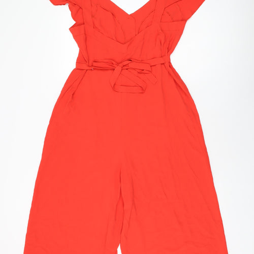 ASOS Womens Red Polyester Jumpsuit One-Piece Size 12 L19 in Button