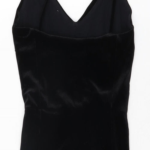 H&M Womens Black Cotton Bodycon Size S V-Neck Pullover