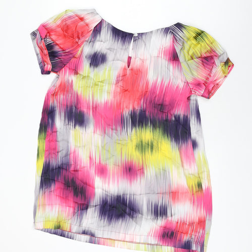 Dorothy Perkins Womens Multicoloured Geometric Polyester Basic T-Shirt Size 14 Round Neck