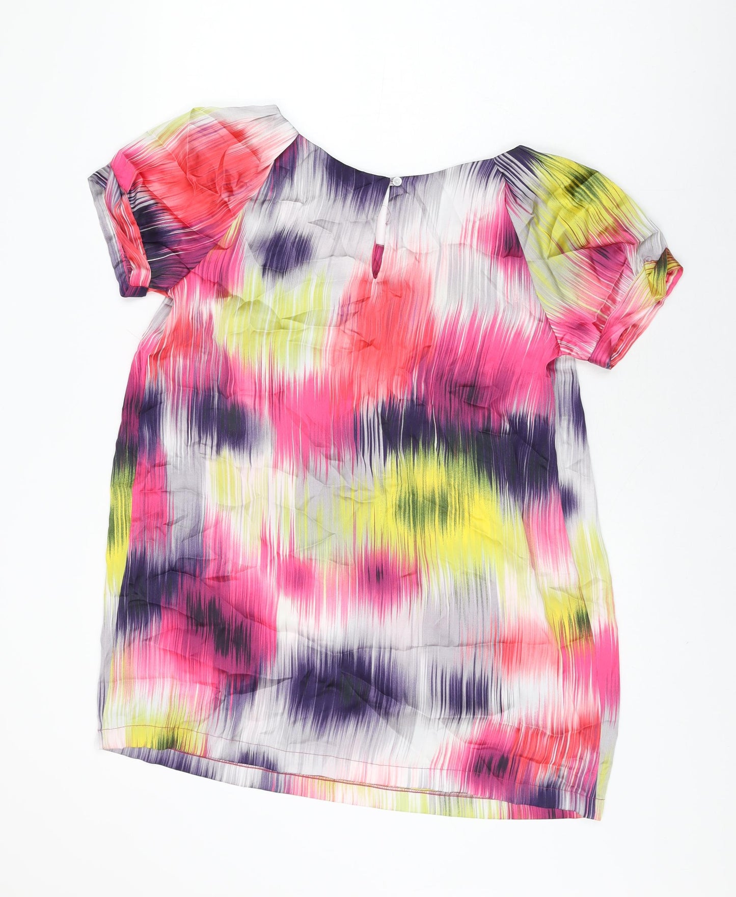 Dorothy Perkins Womens Multicoloured Geometric Polyester Basic T-Shirt Size 14 Round Neck