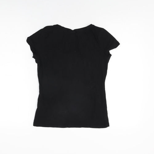 H&M Womens Black Cotton Basic T-Shirt Size S Round Neck