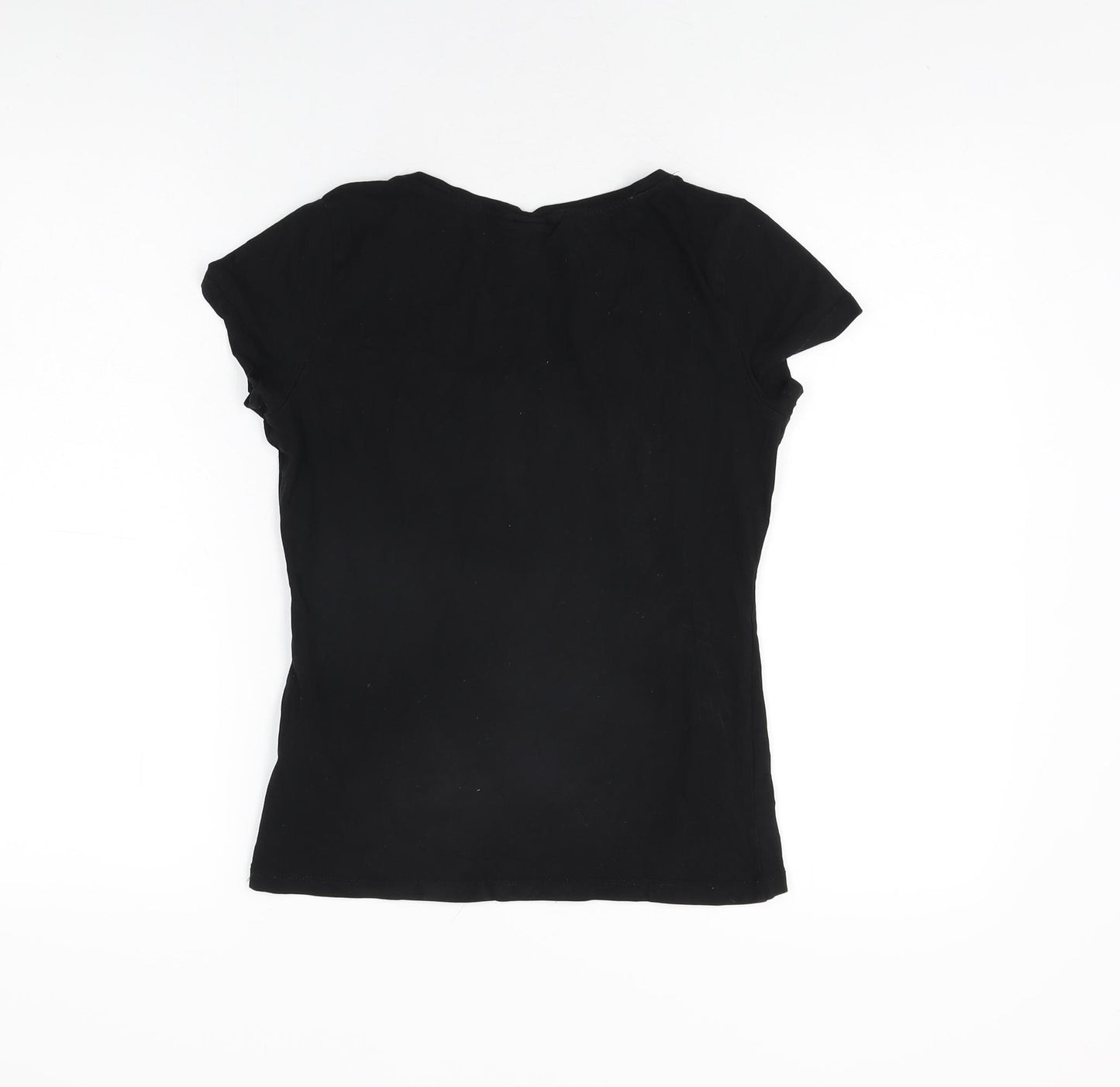 H&M Womens Black Cotton Basic T-Shirt Size S Round Neck