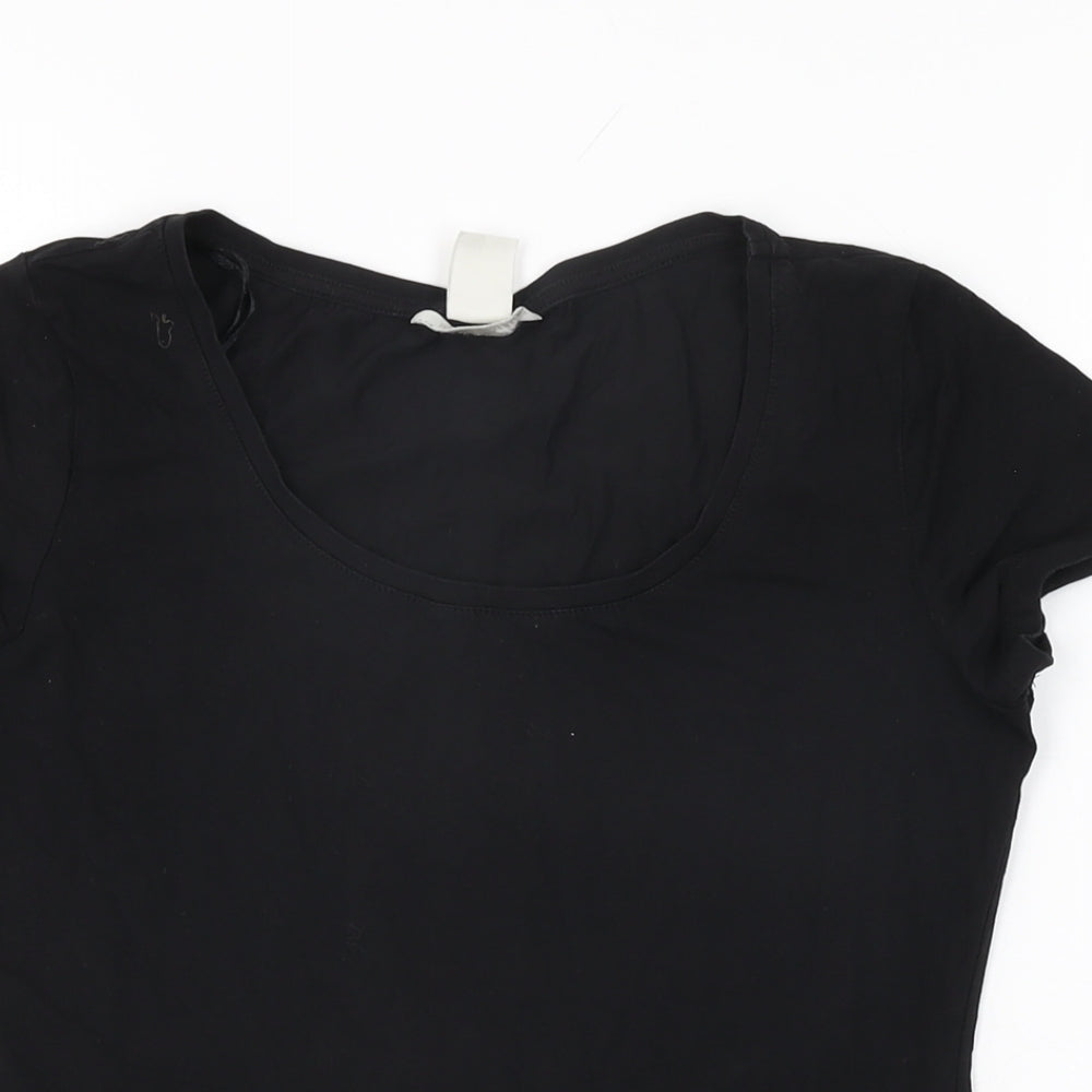 H&M Womens Black Cotton Basic T-Shirt Size S Round Neck