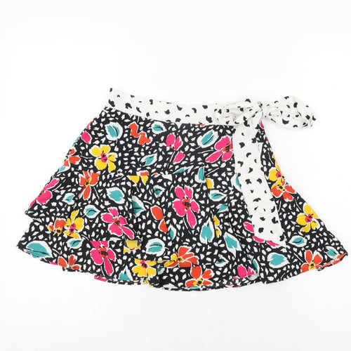 Topshop Womens Black Floral Polyester Mini Skirt Size 8 Zip