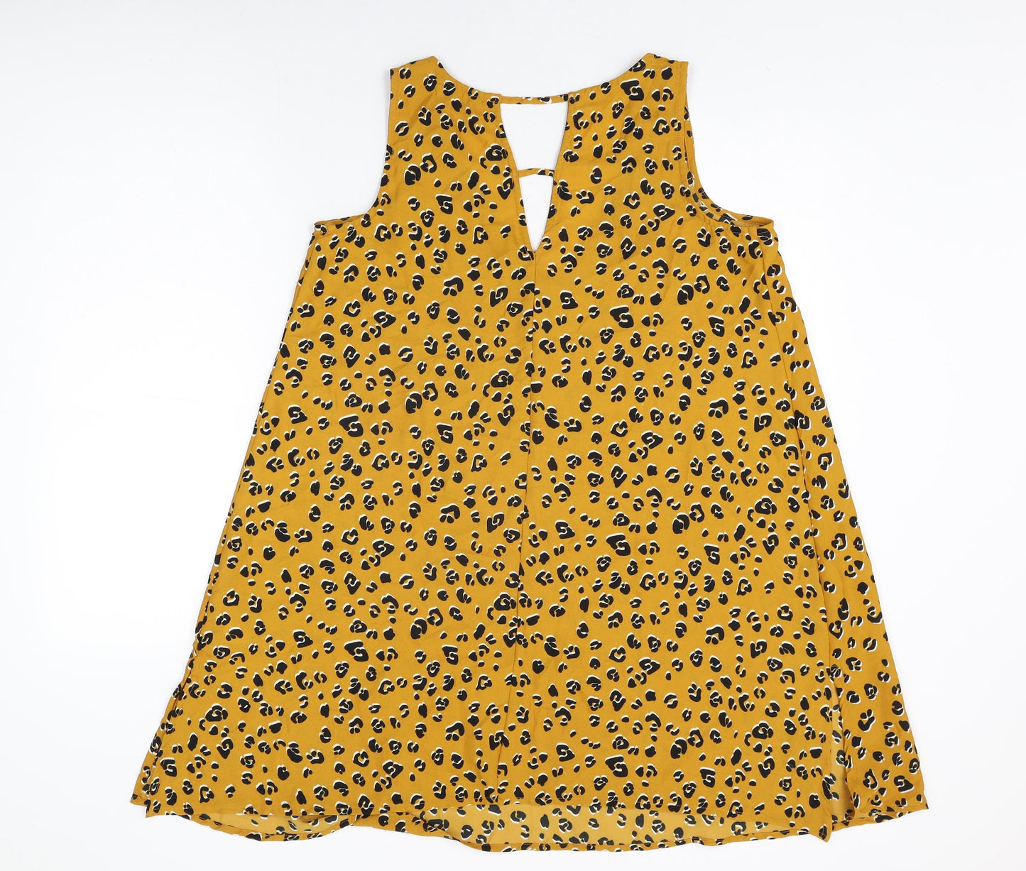 Love Yours Womens Yellow Animal Print Polyester Basic T-Shirt Size 16 V-Neck