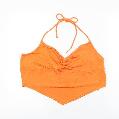 New Look Womens Orange Polyester Cropped T-Shirt Size 20 Halter