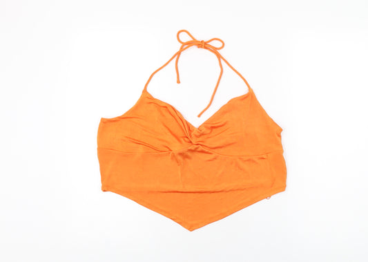 New Look Womens Orange Polyester Cropped T-Shirt Size 20 Halter