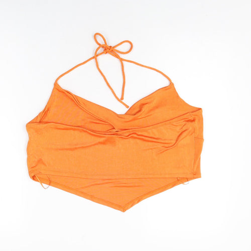 New Look Womens Orange Polyester Cropped T-Shirt Size 20 Halter