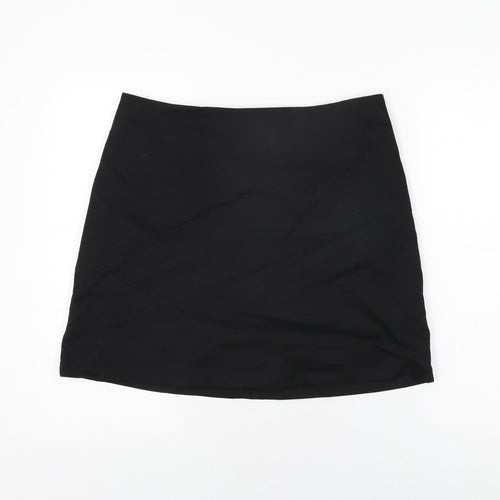 Monki Womens Black Polyester A-Line Skirt Size 16 Zip