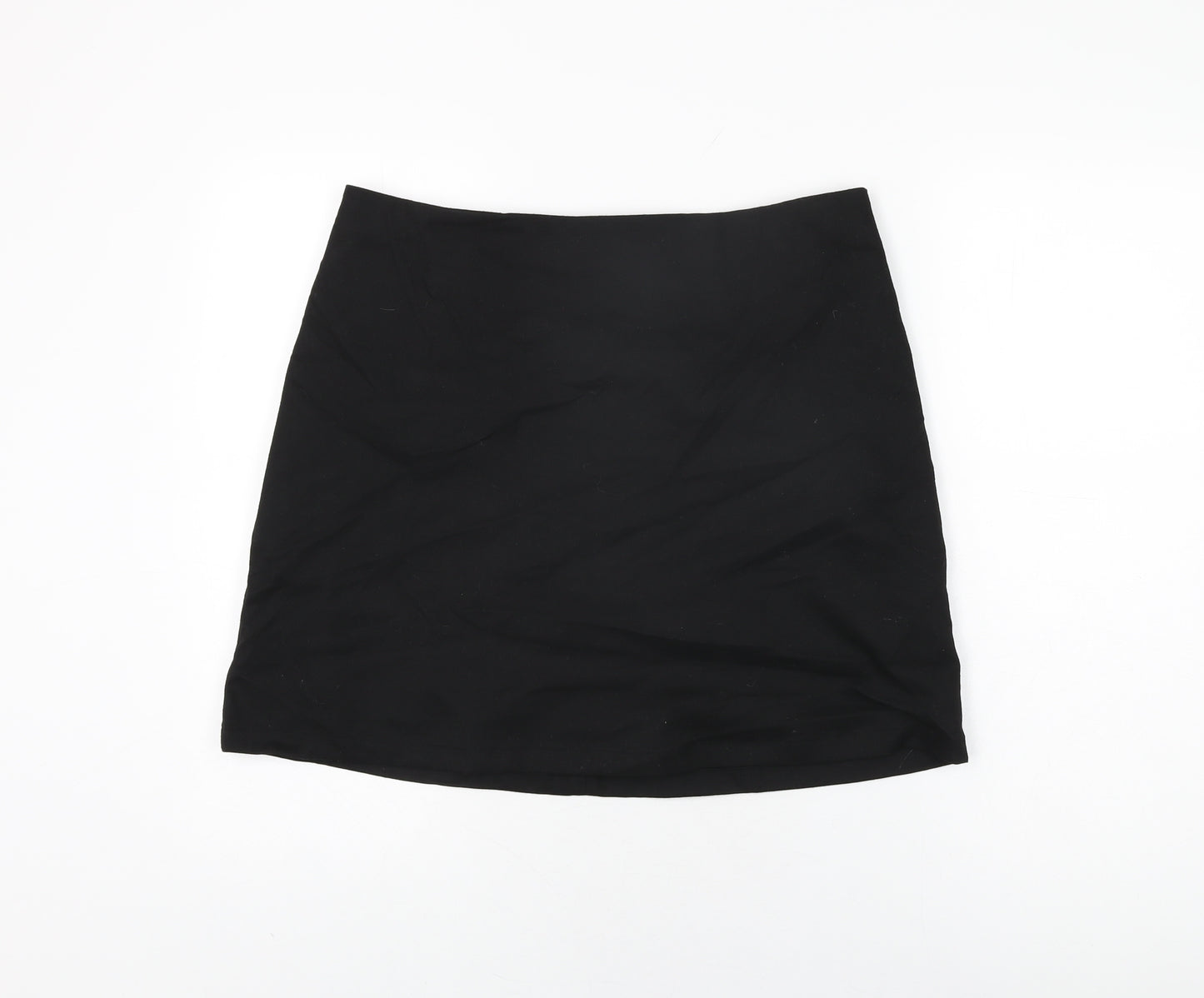 Monki Womens Black Polyester A-Line Skirt Size 16 Zip