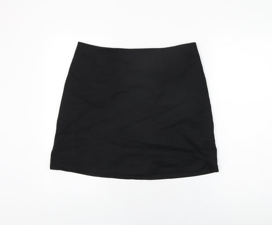 Monki Womens Black Polyester A-Line Skirt Size 16 Zip