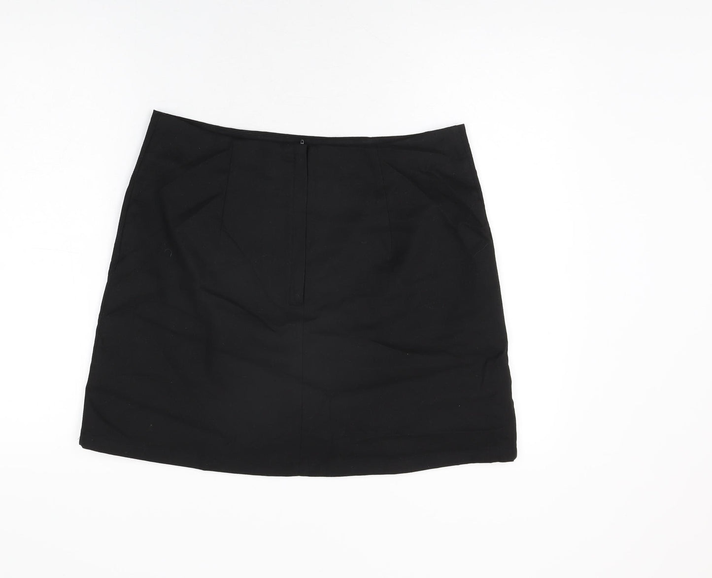 Monki Womens Black Polyester A-Line Skirt Size 16 Zip