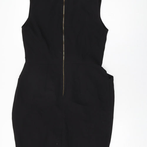 Closet Womens Black Polyester Bodycon Size 14 V-Neck Zip