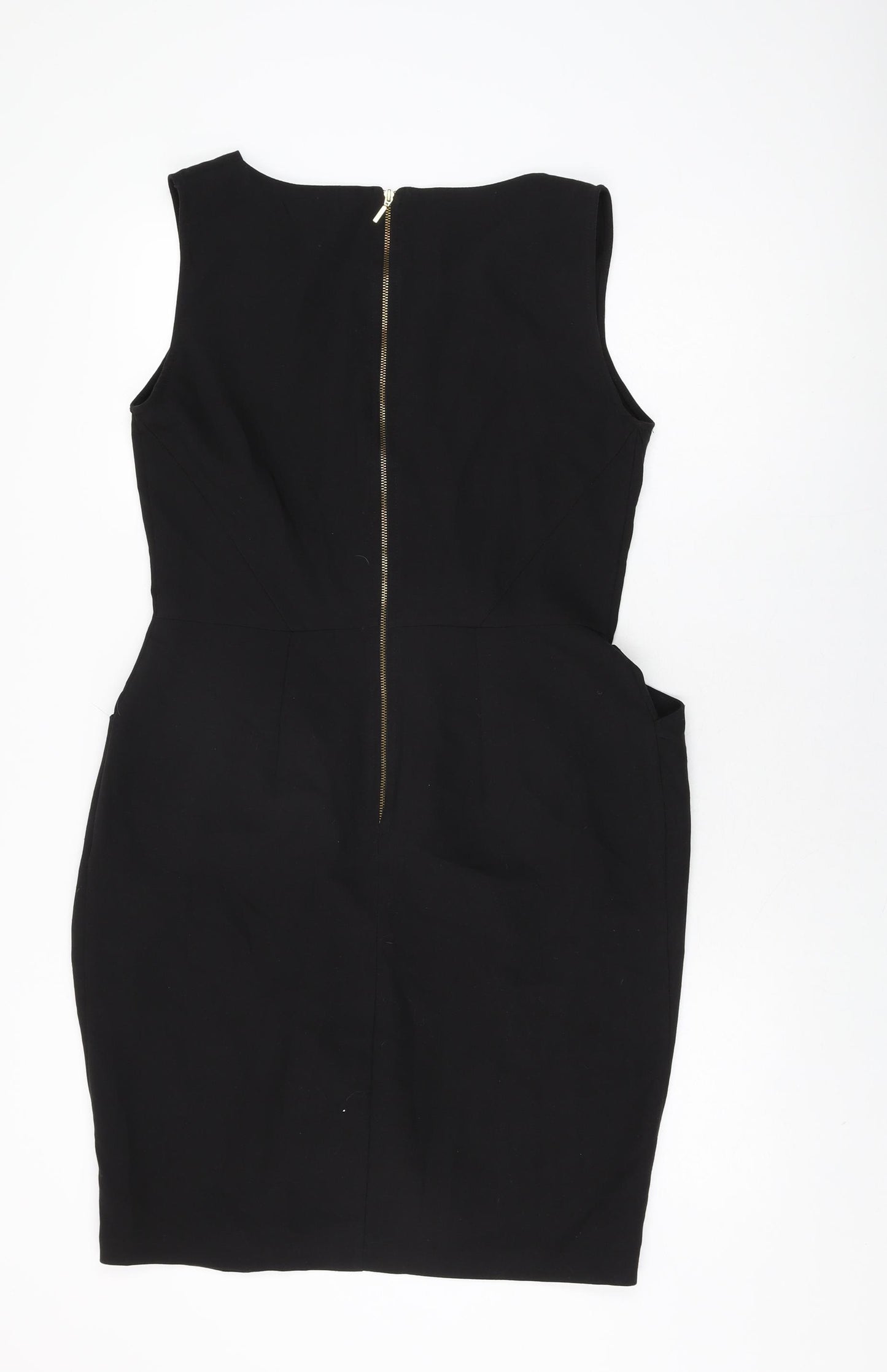 Closet Womens Black Polyester Bodycon Size 14 V-Neck Zip