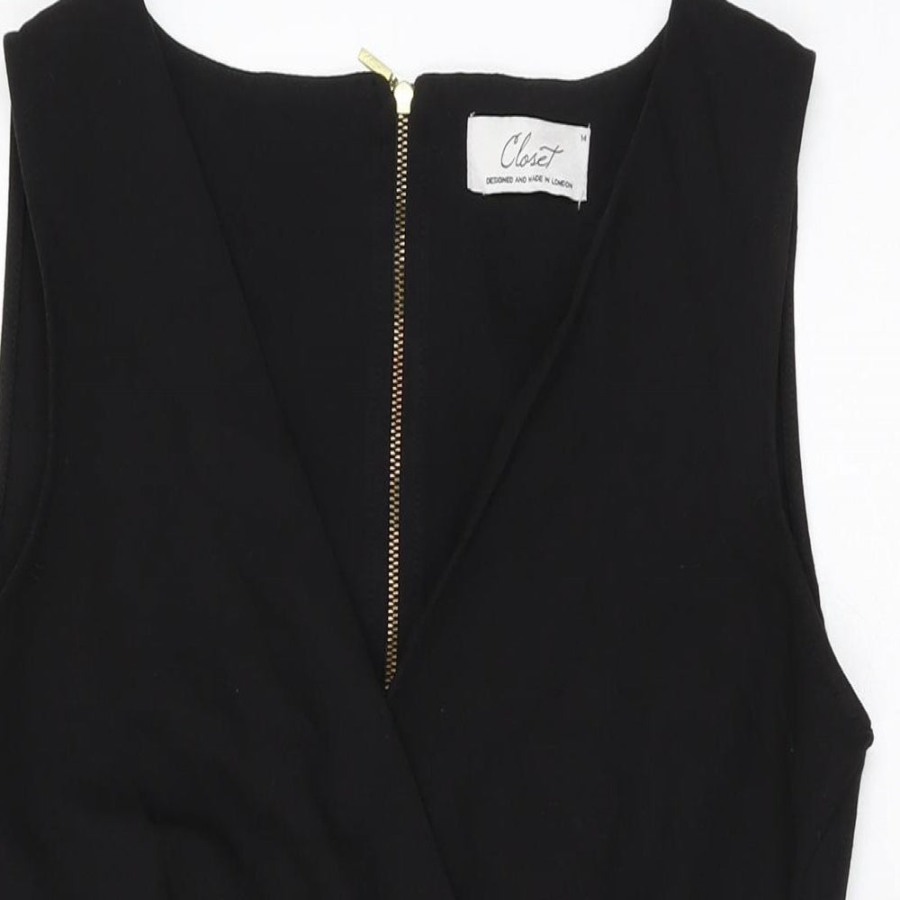 Closet Womens Black Polyester Bodycon Size 14 V-Neck Zip