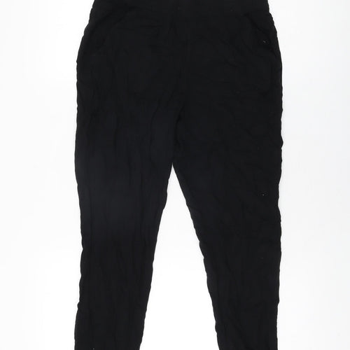 H&M Womens Black Viscose Trousers Size 10 L25 in Regular