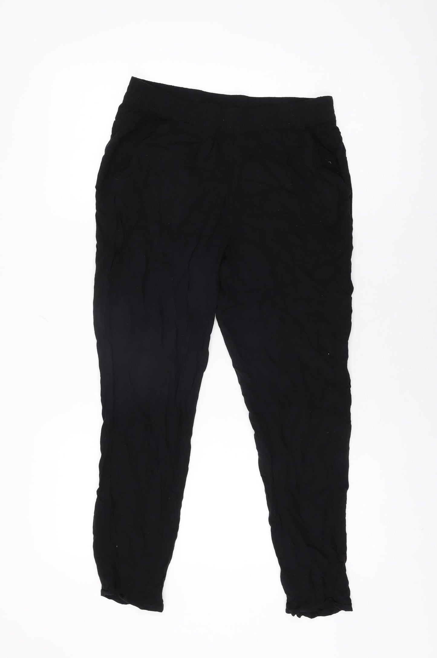 H&M Womens Black Viscose Trousers Size 10 L25 in Regular