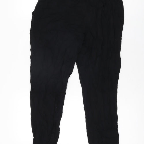 H&M Womens Black Viscose Trousers Size 10 L25 in Regular