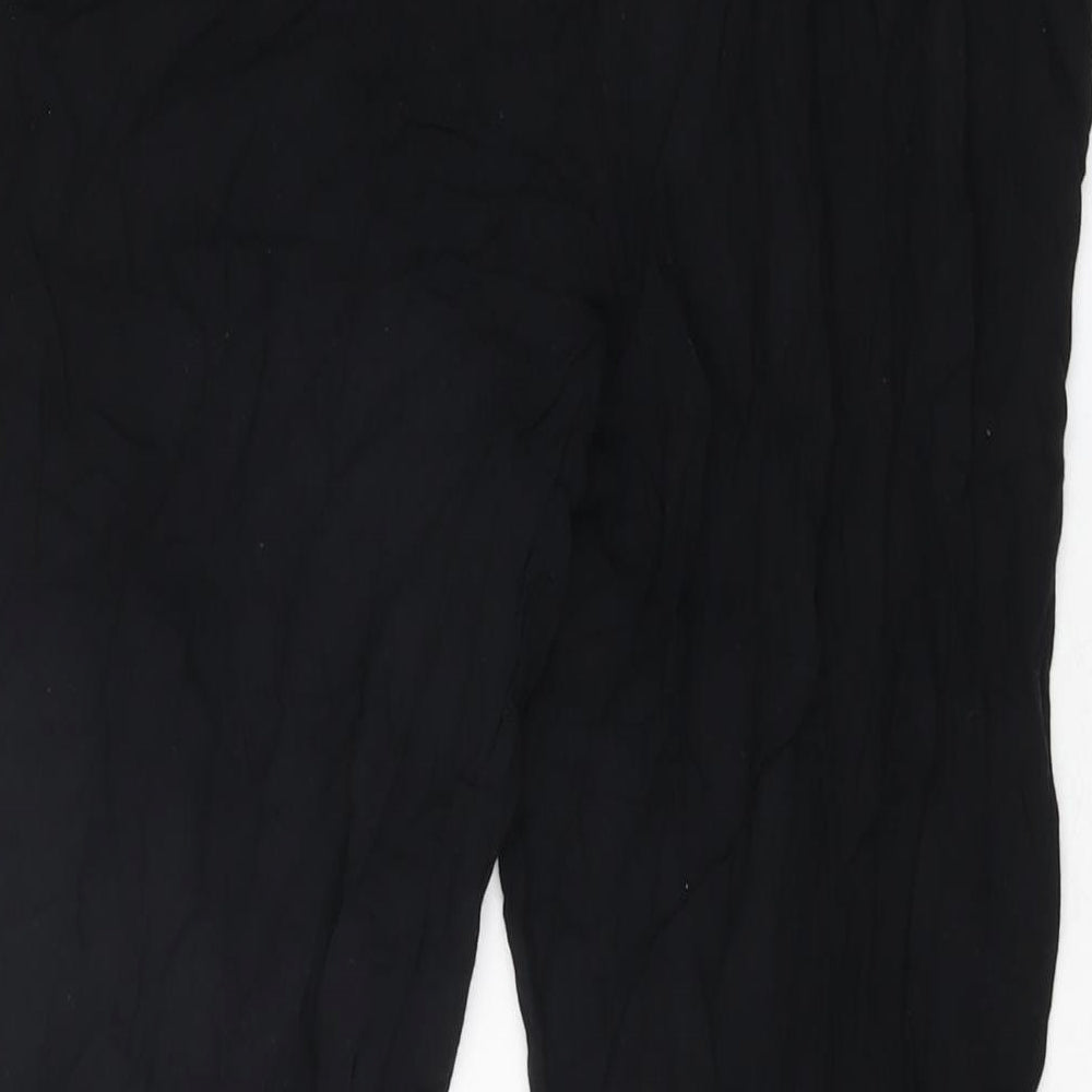 H&M Womens Black Viscose Trousers Size 10 L25 in Regular