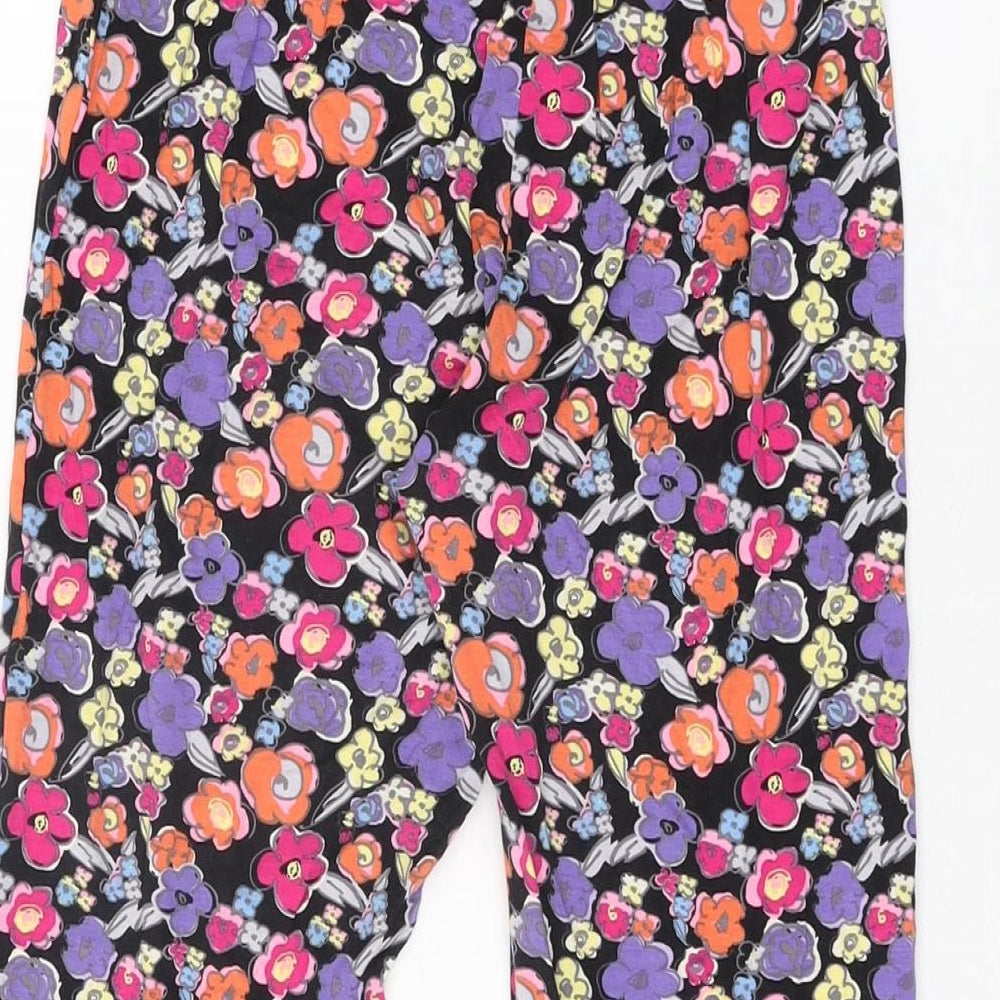 NEXT Womens Black Floral Viscose Capri Leggings Size 14 L20 in