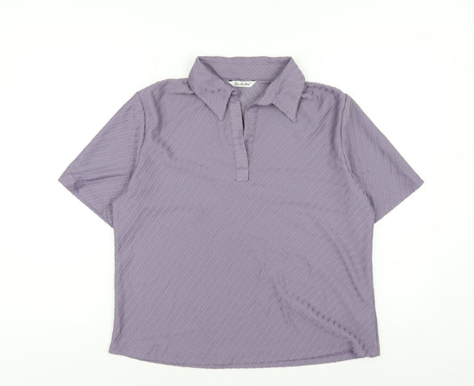 Berkertex Womens Purple Polyester Basic T-Shirt Size 16 Collared