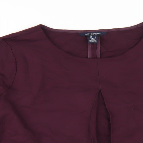 Lands' End Womens Purple Viscose Basic T-Shirt Size S Round Neck