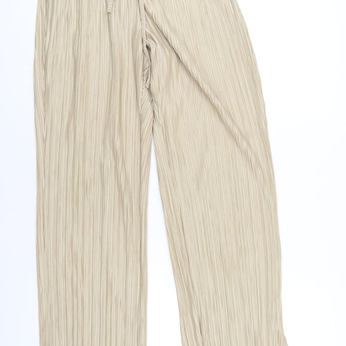 Topshop Womens Beige Polyester Trousers Size 10 L32 in Regular - Pleated