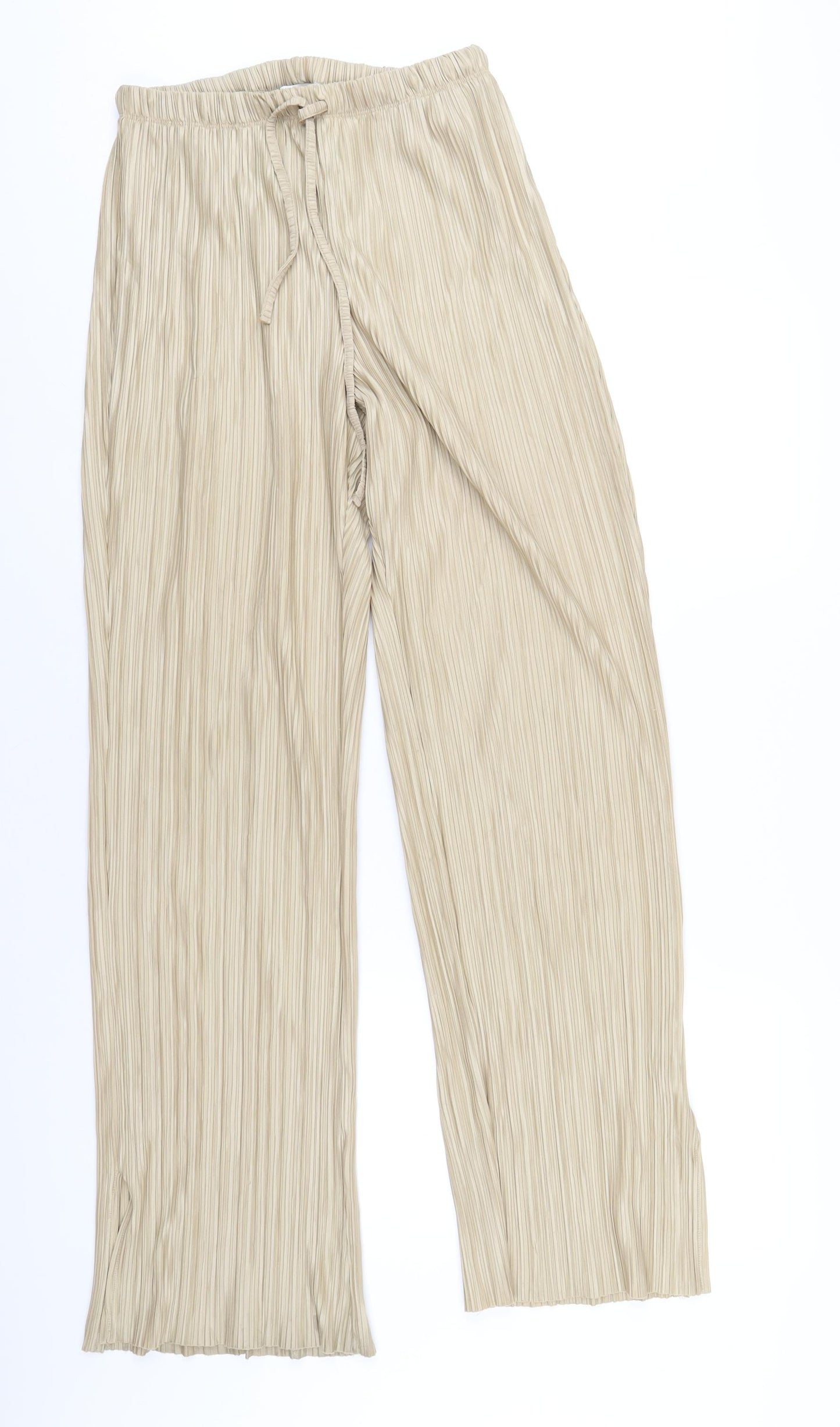 Topshop Womens Beige Polyester Trousers Size 10 L32 in Regular - Pleated