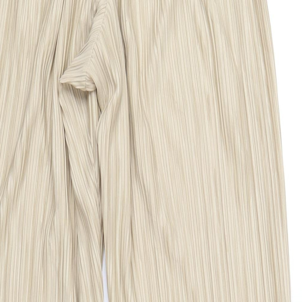 Topshop Womens Beige Polyester Trousers Size 10 L32 in Regular - Pleated