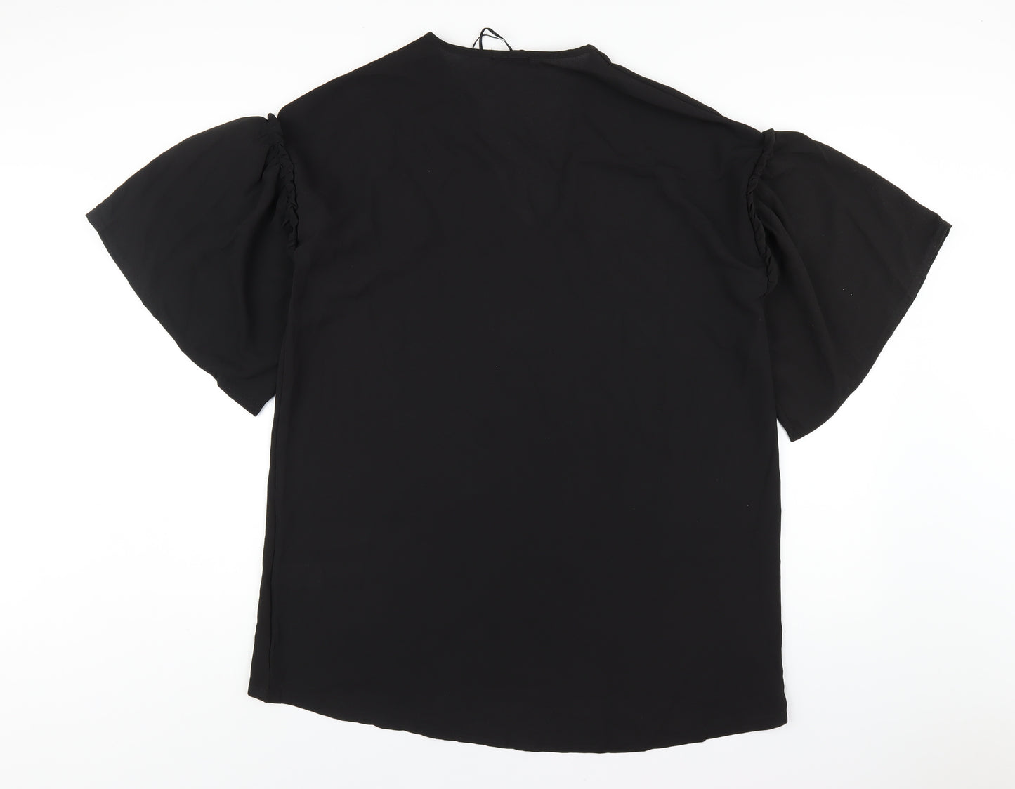 Yours Womens Black Polyester Basic T-Shirt Size 16 V-Neck