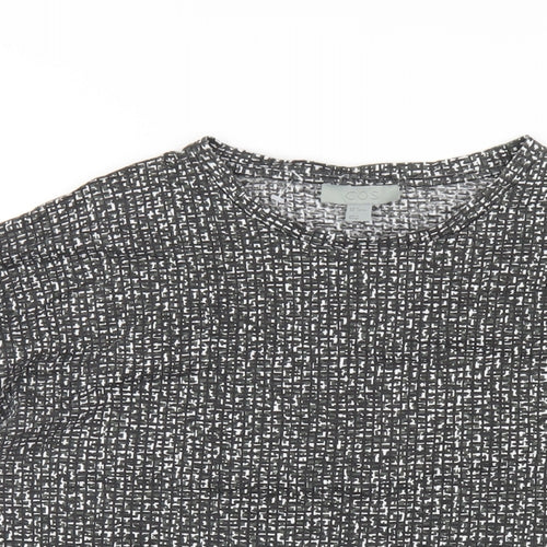 COS Womens Grey Geometric Cotton Basic T-Shirt Size S Round Neck