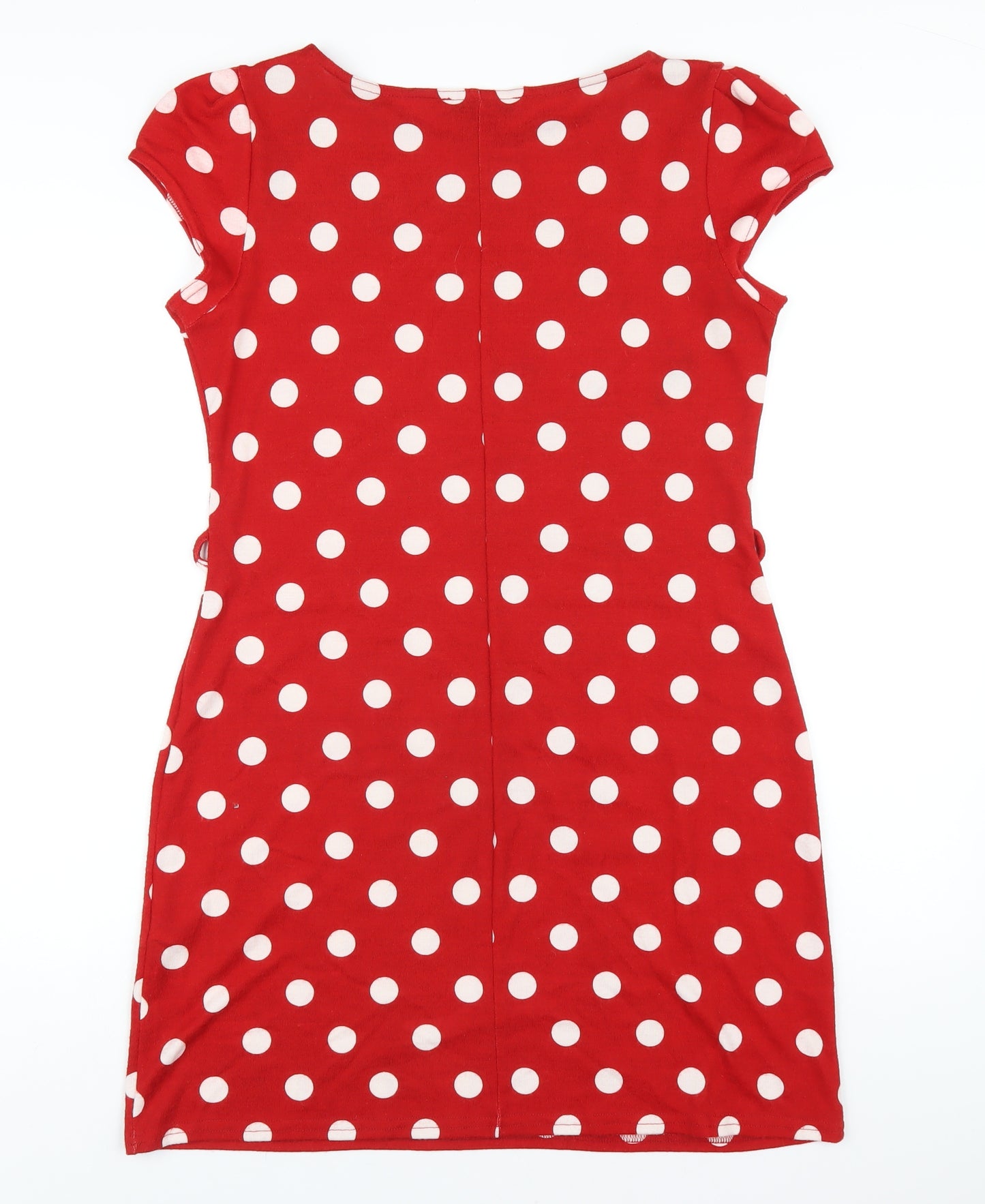 Dorothy Perkins Womens Red Polka Dot Polyester A-Line Size 14 Round Neck Pullover