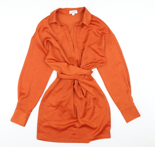 In the Style Womens Orange Polyester Mini Size 10 V-Neck Zip