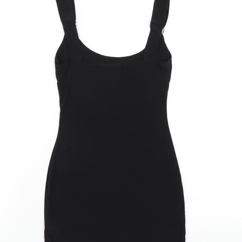 PRETTYLITTLETHING Womens Black Polyester Bodycon Size 8 Scoop Neck Pullover