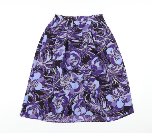 EWM Womens Purple Geometric Polyester A-Line Skirt Size 10