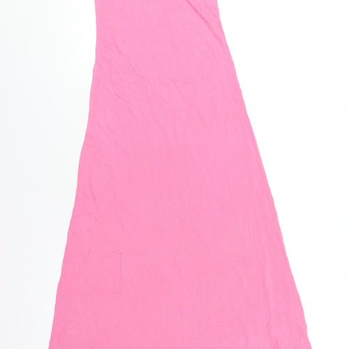 Warehouse Womens Pink Viscose Maxi Size 8 Round Neck Pullover