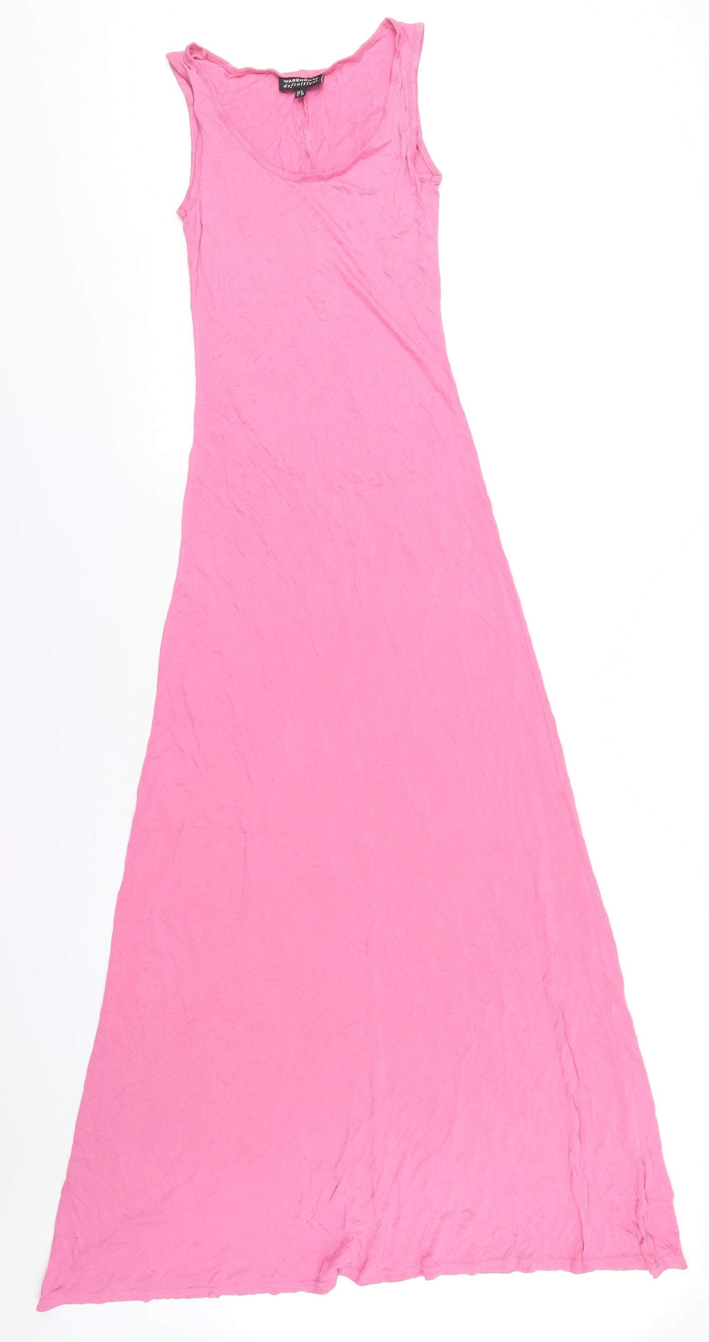 Warehouse Womens Pink Viscose Maxi Size 8 Round Neck Pullover