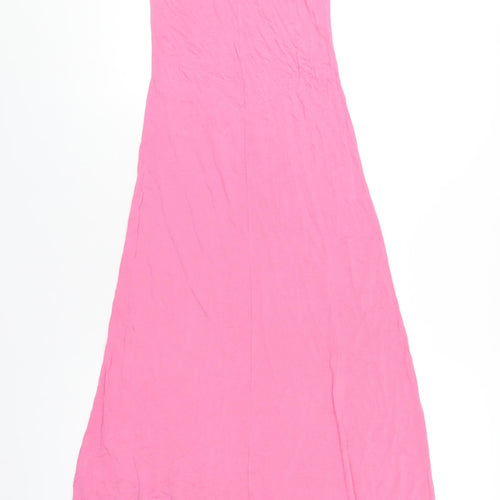 Warehouse Womens Pink Viscose Maxi Size 8 Round Neck Pullover