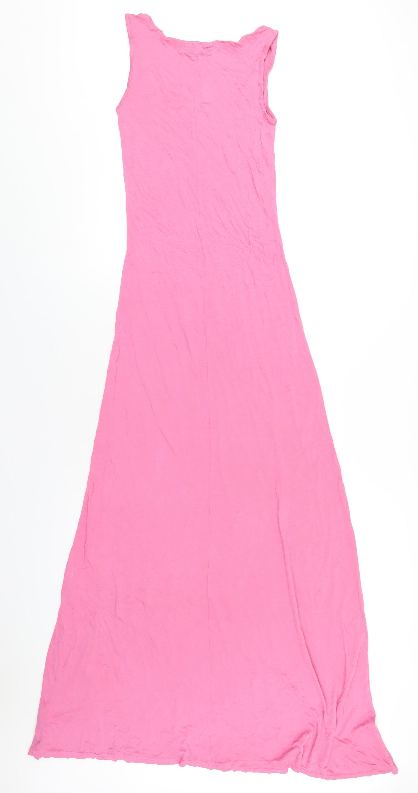 Warehouse Womens Pink Viscose Maxi Size 8 Round Neck Pullover