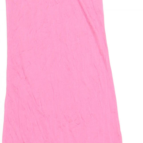 Warehouse Womens Pink Viscose Maxi Size 8 Round Neck Pullover